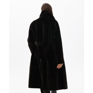 Cappotto lungo in piume nero