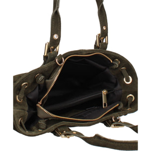 Borsa a mano da donna Made in Italy - Modello Elara Nova - Pelle scamosciata - 14.0 x 8.0 x 25.0 cm