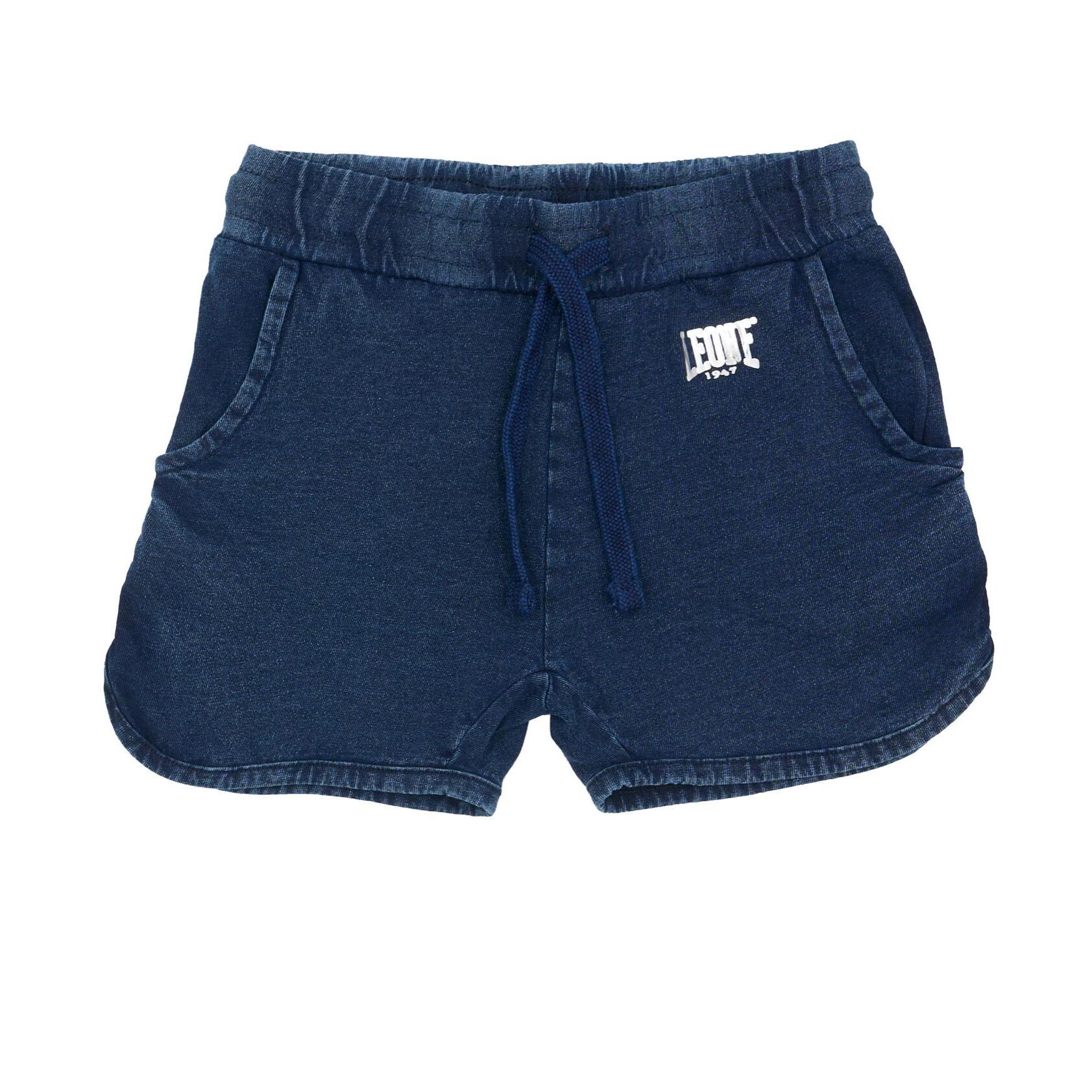 Pantaloncini da bambina in cotone Leone Blue