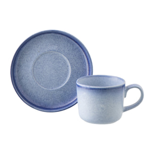 J-Line Tasse + Sous-tasse Luna - céramique - bleu