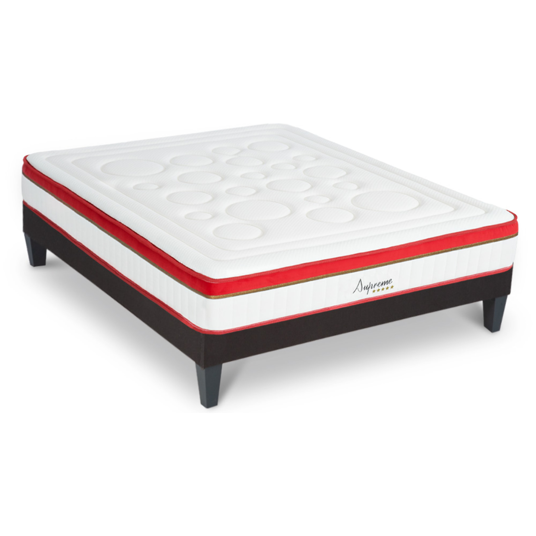 Ensemble Matelas Suprême & Sommier Kit Tissu, Mémoire de Forme & Mousse Haute Densité, 24 cm, Soutien Ferme