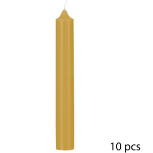 Lot de 10 bougies bâtons jaune 45g