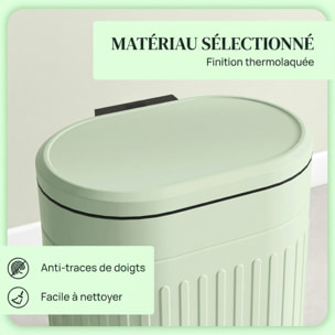 Poubelle à pédale design ovale métal ondulé 20L vert sauge clair