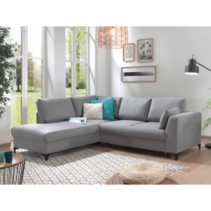 Tala - canapé d'angle gauche - convertible - 5 places - en tissu - Gris clair