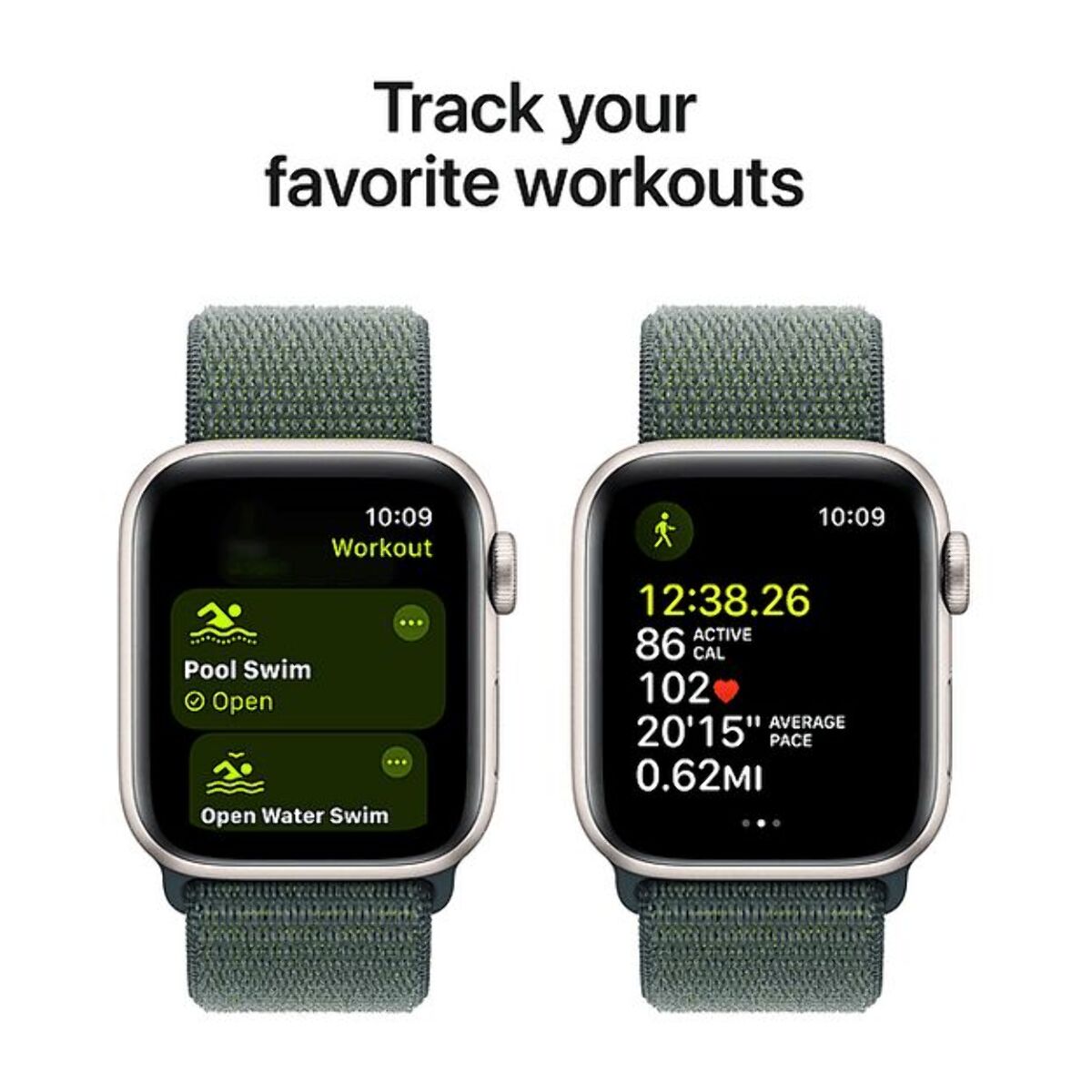 Montre connectée APPLE WATCH SE 44mm Lumière Stellaire/Vert Loop Cell