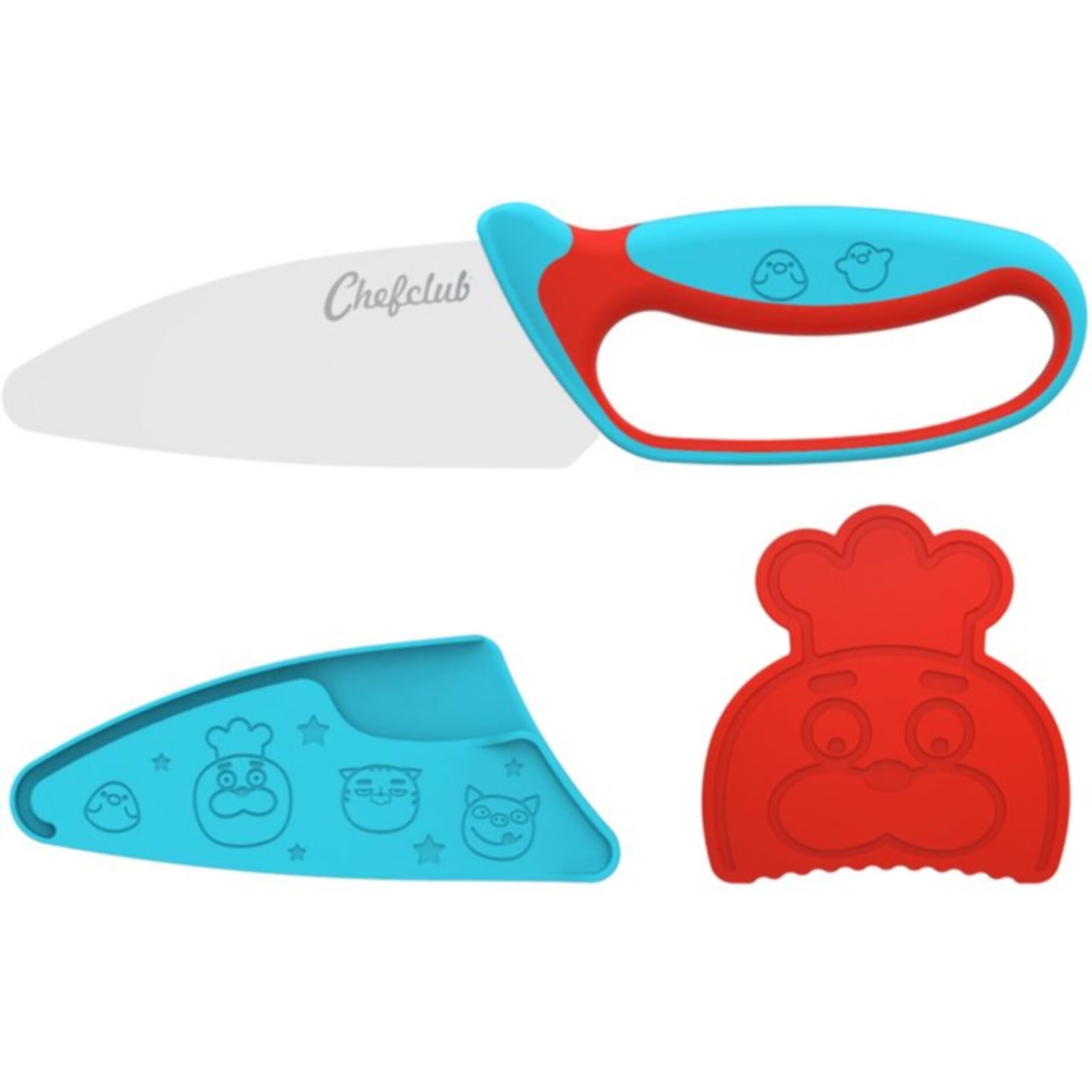 Couteau chef CHEFCLUB le couteau du chef kids bleu et rouge