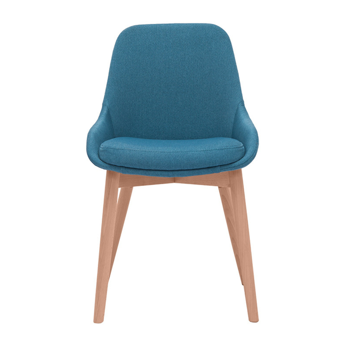 Chaises scandinaves en tissu bleu canard et bois clair massif (lot de 2) HOLO