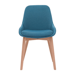 Chaises scandinaves en tissu bleu canard et bois clair massif (lot de 2) HOLO