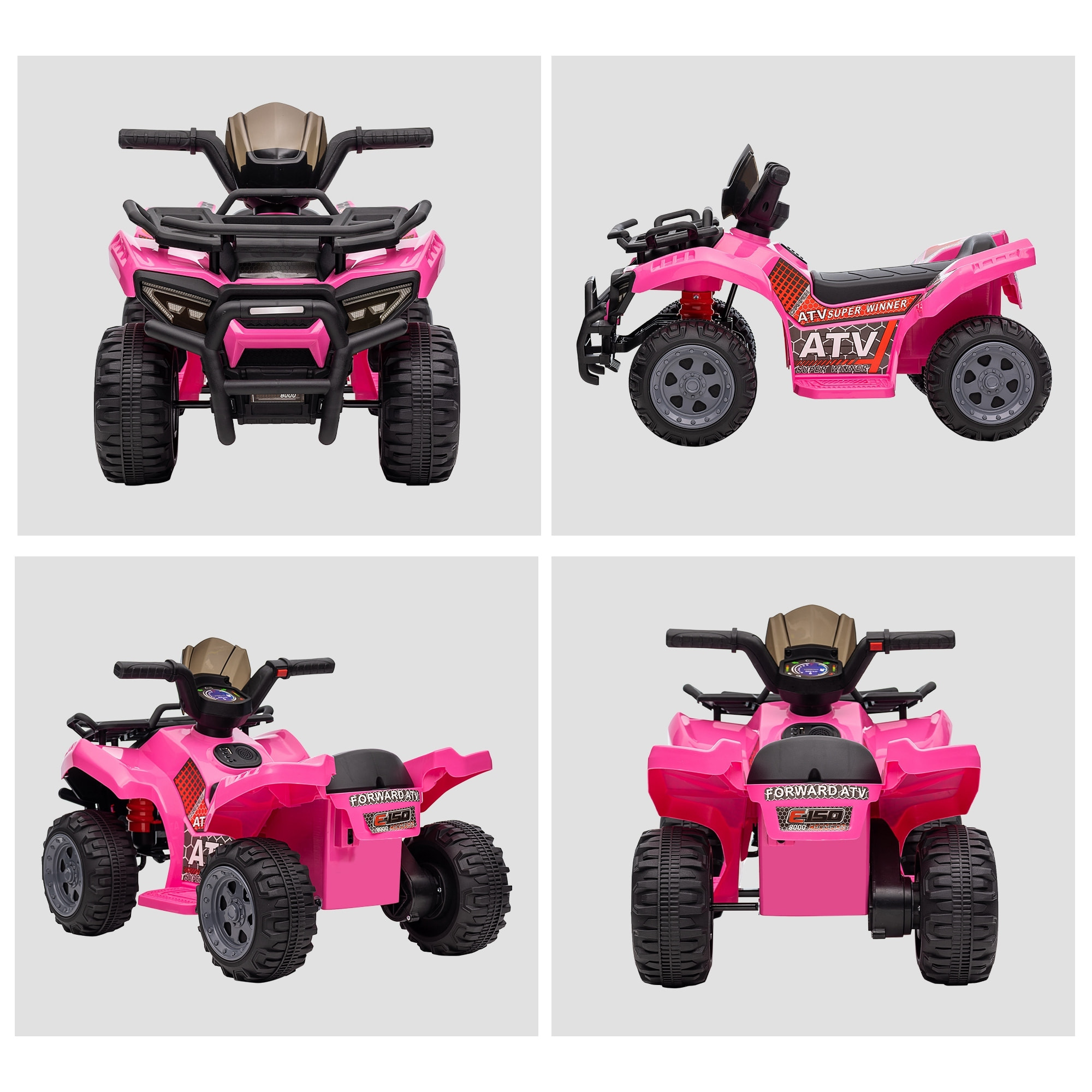Quad Eléctrico para Niños de +18 Meses Vehículo Eléctrico a Batería 6V Infantil con Velocidad de 2 km/h y Avance 70x42x45 cm Rosa
