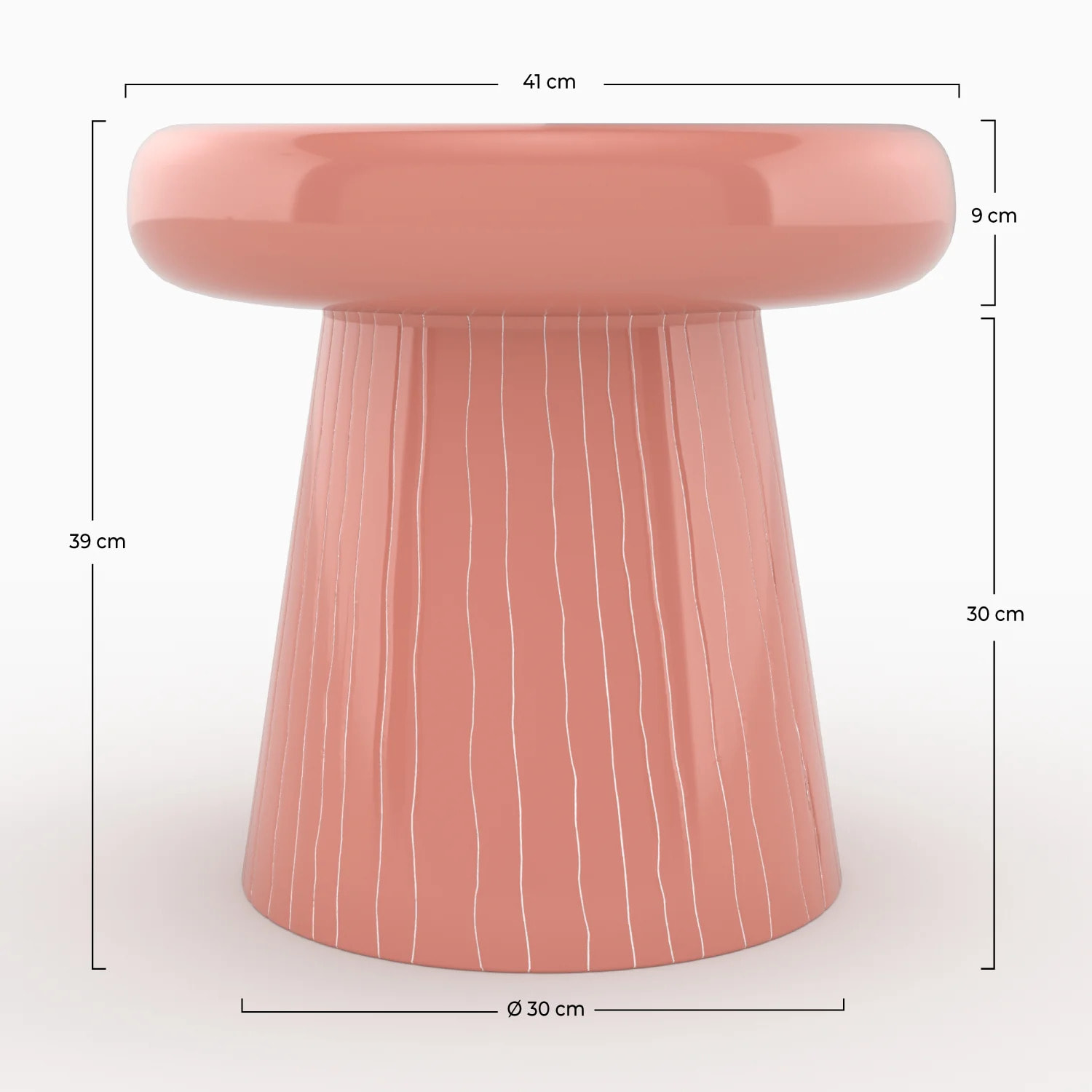 Table d'appoint ronde en métal rose D41 cm - Rosalie