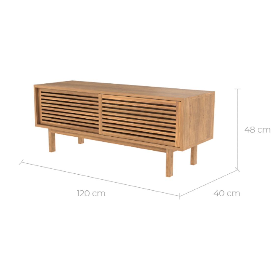 Meuble TV en bois de teck 120 cm - Bormes