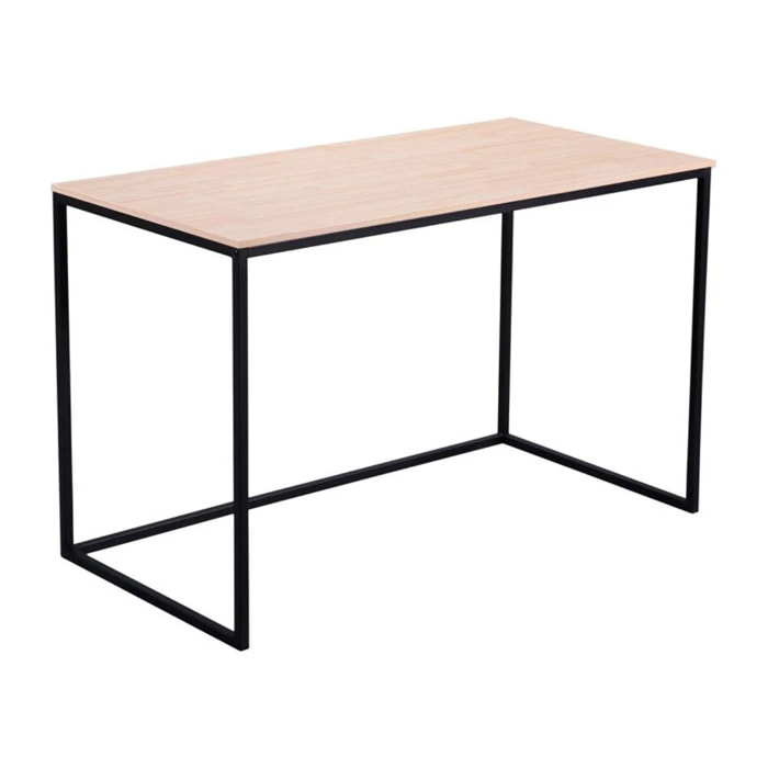 Mesa de escritorio con estructura metálica en negro y roble salvaje 120x60 cm Mia Roble salvaje - Negro