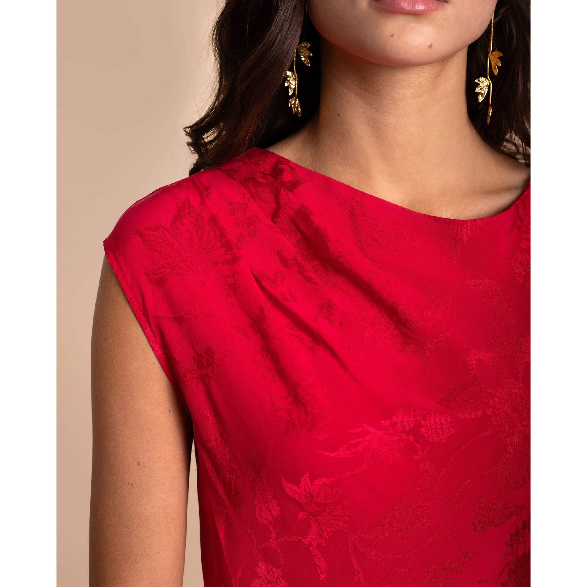 Vestido midi jacquard sin mangas