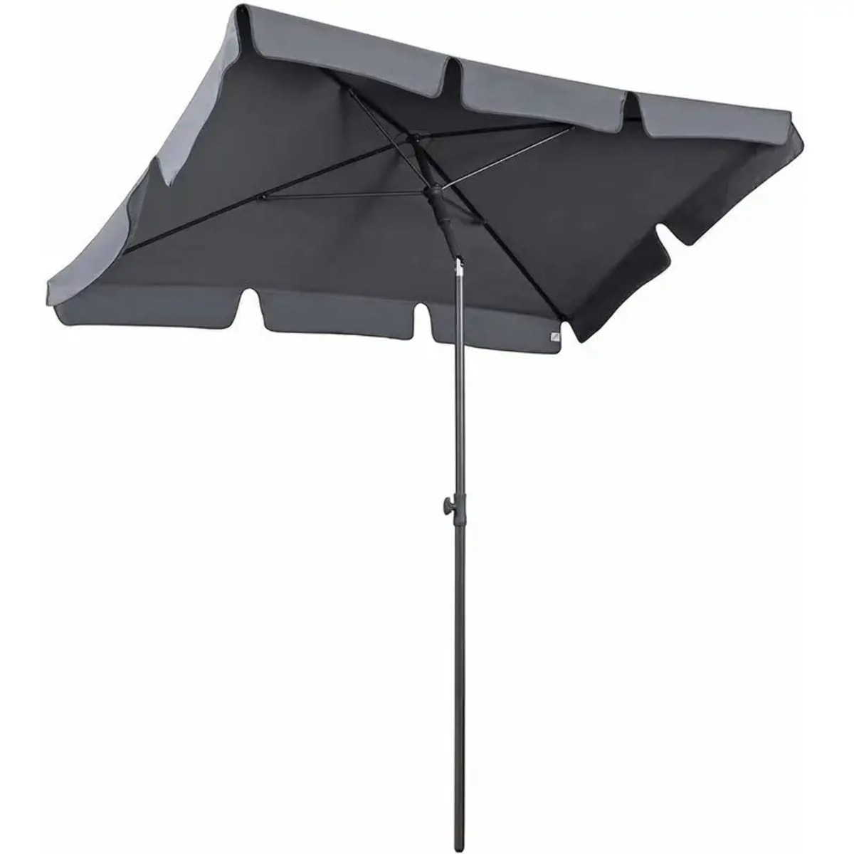 Ombrellone Rettangolare Da Giardino Parasole Balcone Inclinazione Regolabile Anti UV Impermeabile Per Mare Spiaggia Piscina Terrazzo 198x125 Cm Grigio