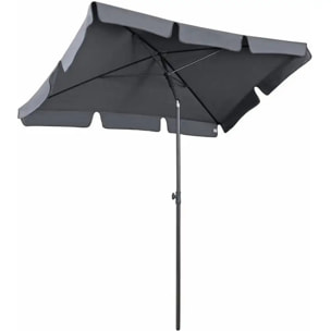 Ombrellone Rettangolare Da Giardino Parasole Balcone Inclinazione Regolabile Anti UV Impermeabile Per Mare Spiaggia Piscina Terrazzo 198x125 Cm Grigio