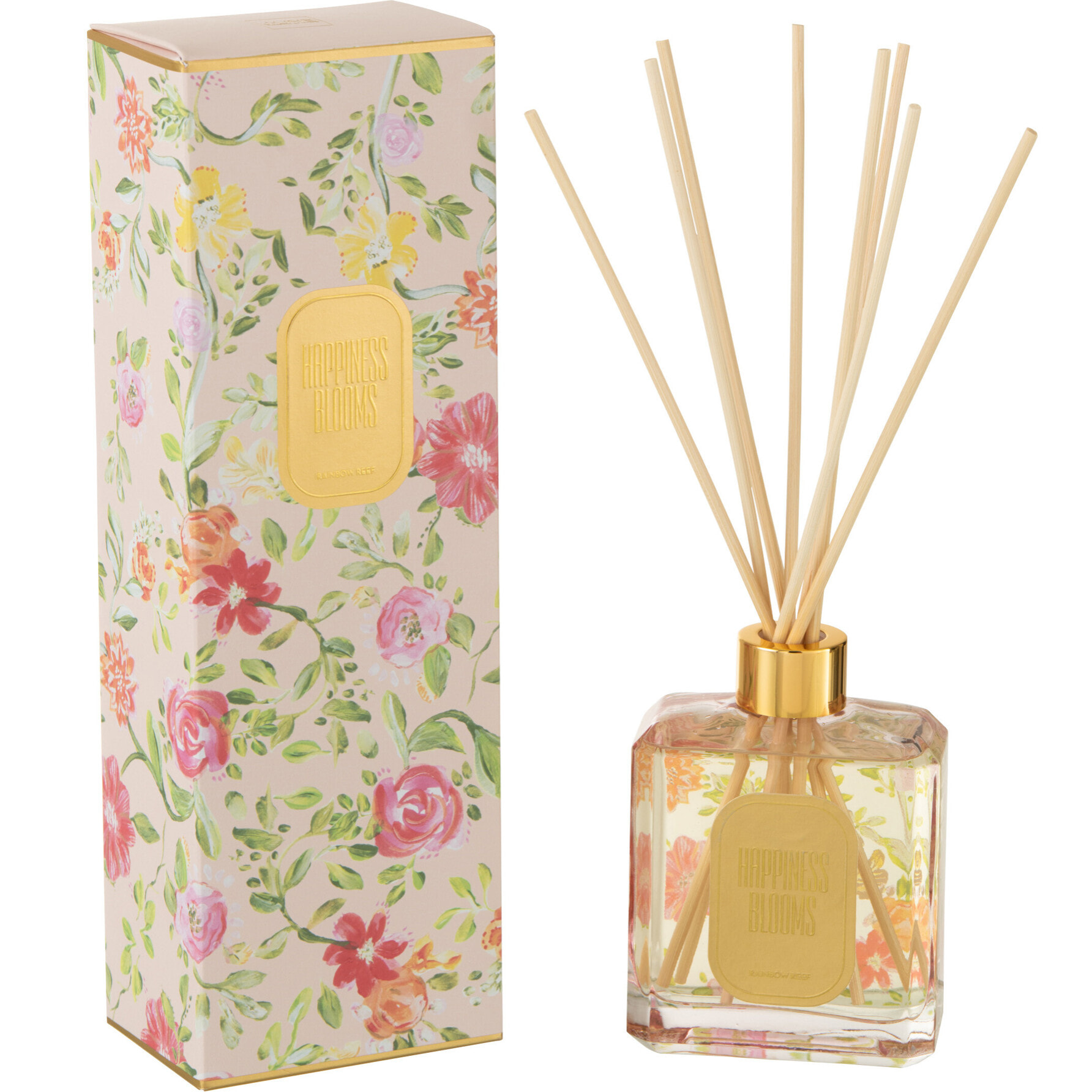 J-Line Bâtonnets parfumés - Happiness Blooms Rain Reef - verre - rose