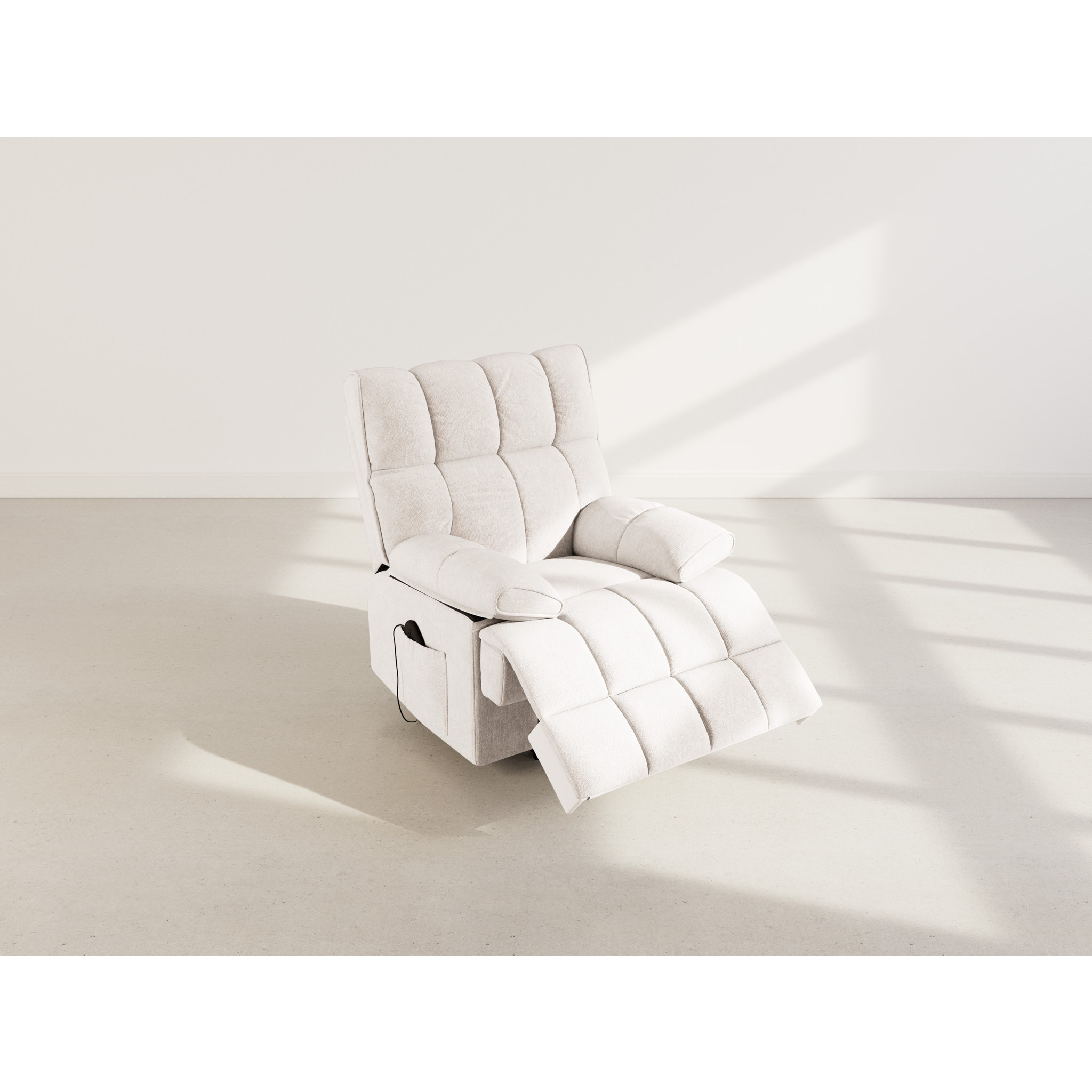 Chandler - Fauteuil relax électrique en velours texturé - Beige