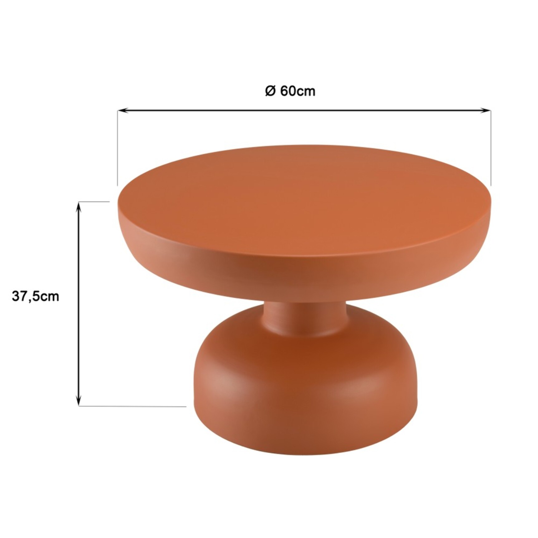 HORTENSE - Table basse ronde 60cm en fer couleur marron mat