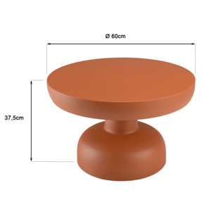 HORTENSE - Table basse ronde 60cm en fer couleur marron mat