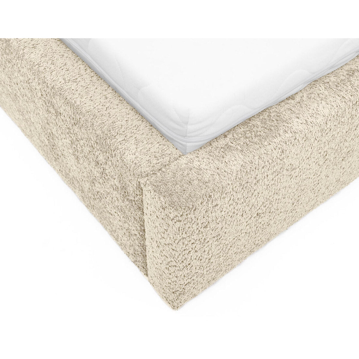 Orane - lit coffre - 160x200 cm - en tissu bouclette - Beige