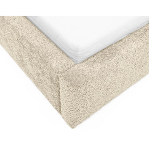 Orane - lit coffre - 160x200 cm - en tissu bouclette - Beige