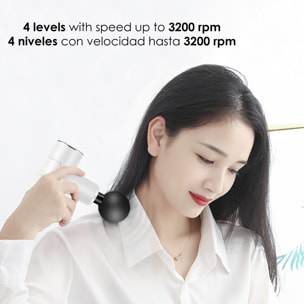 Pistola per massaggio muscolare compatta Fascia Gun HT-2. 4 livelli con velocità fino a 3200 rpm. 4 testine.