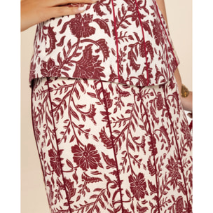 Falda midi estampada con lino