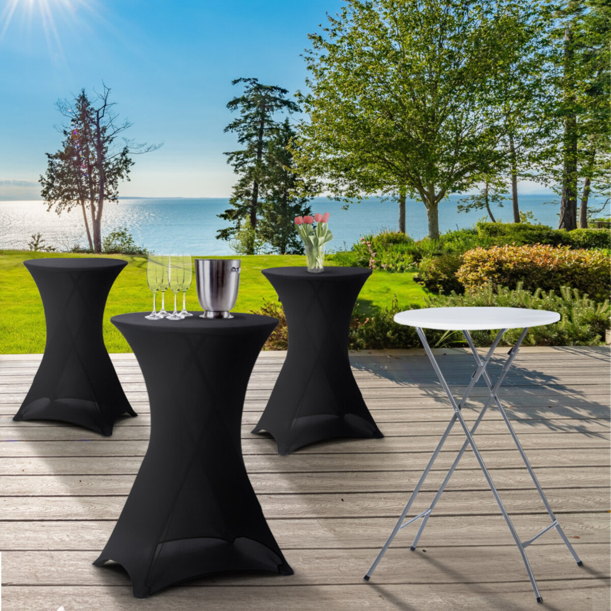 Tables hautes pliantes avec housse - Noir