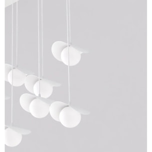 Lampada a sospensione Ritual 9 in acciaio bianco