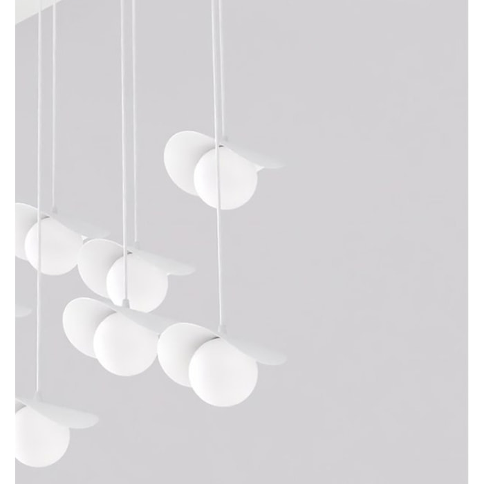 Lampada a sospensione Ritual 9 in acciaio bianco