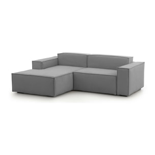 Divano fisso Nadia, Divano componibile a 2 posti con penisola sinistra, 100% Made in Italy, Sofà moderno in tessuto, Cm 220x170h70, Grigio