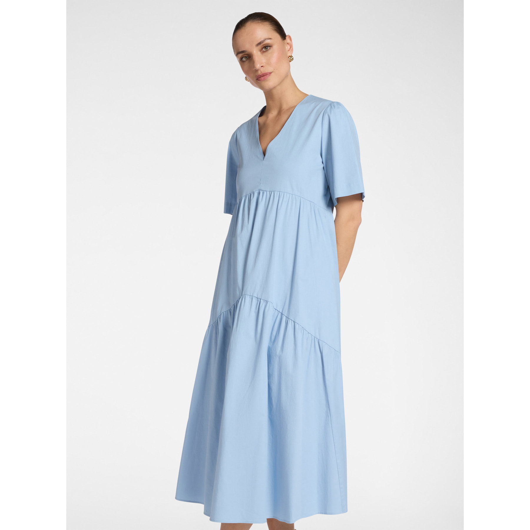 Elena Mirò - Vestido midi con volantes - Light - blue