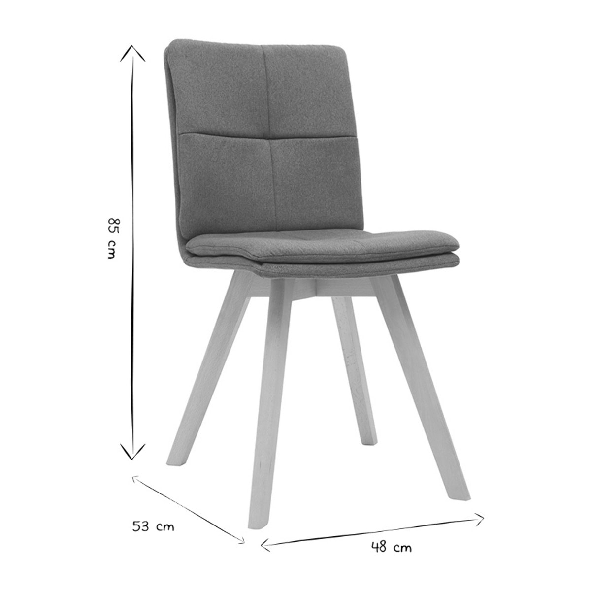 Chaises scandinaves en tissu bleu et bois clair (lot de 2) THEA