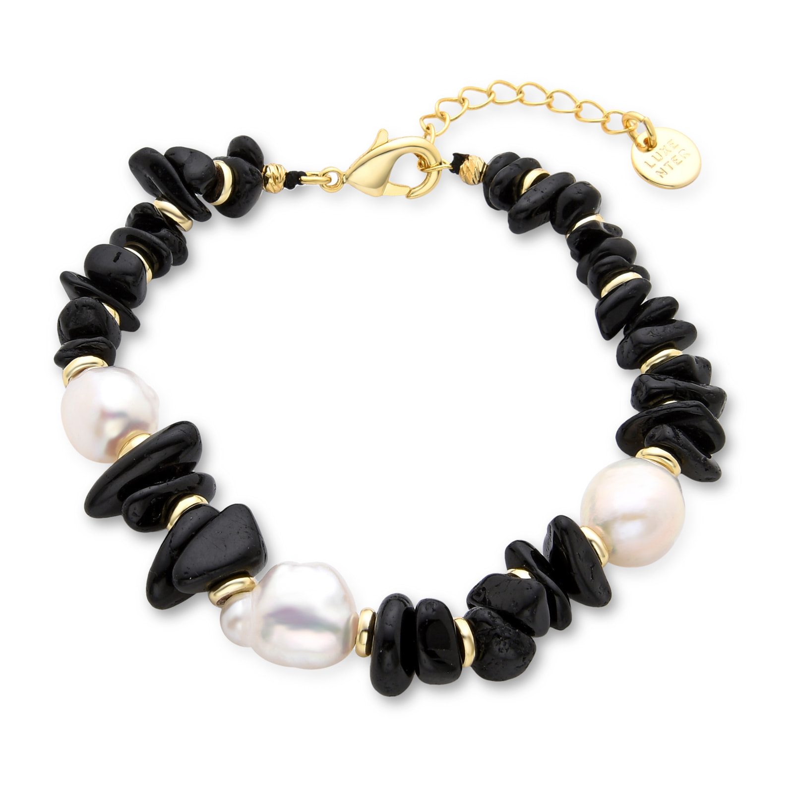 Pulsera de Agata Negra acabada en oro amarillo de 18K
