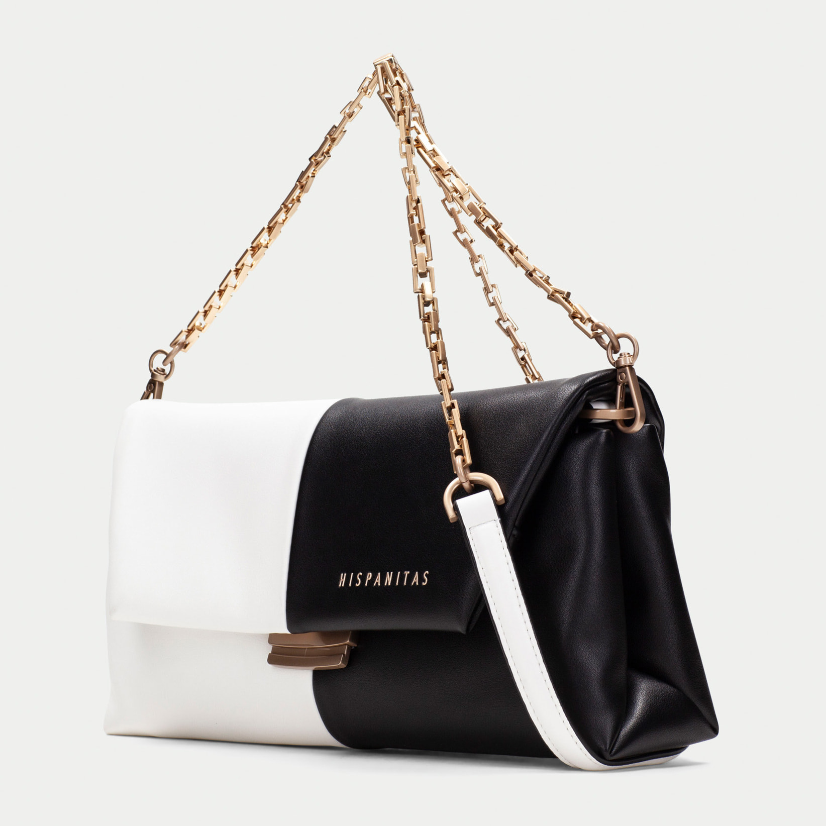 Bolso de Hombro  Blanco negro 30CM X 16CM X 7CM