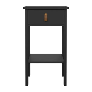 Comodino Inday, Comò basso, Tavolino da notte, Mensola da letto, 40x34 h70 cm, Nero
