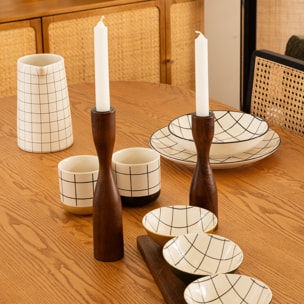 Set de 2 chandeliers en métal & manguier H20/25cm marron