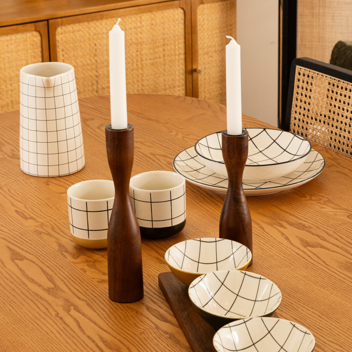 Set de 2 chandeliers en métal & manguier H20/25cm marron