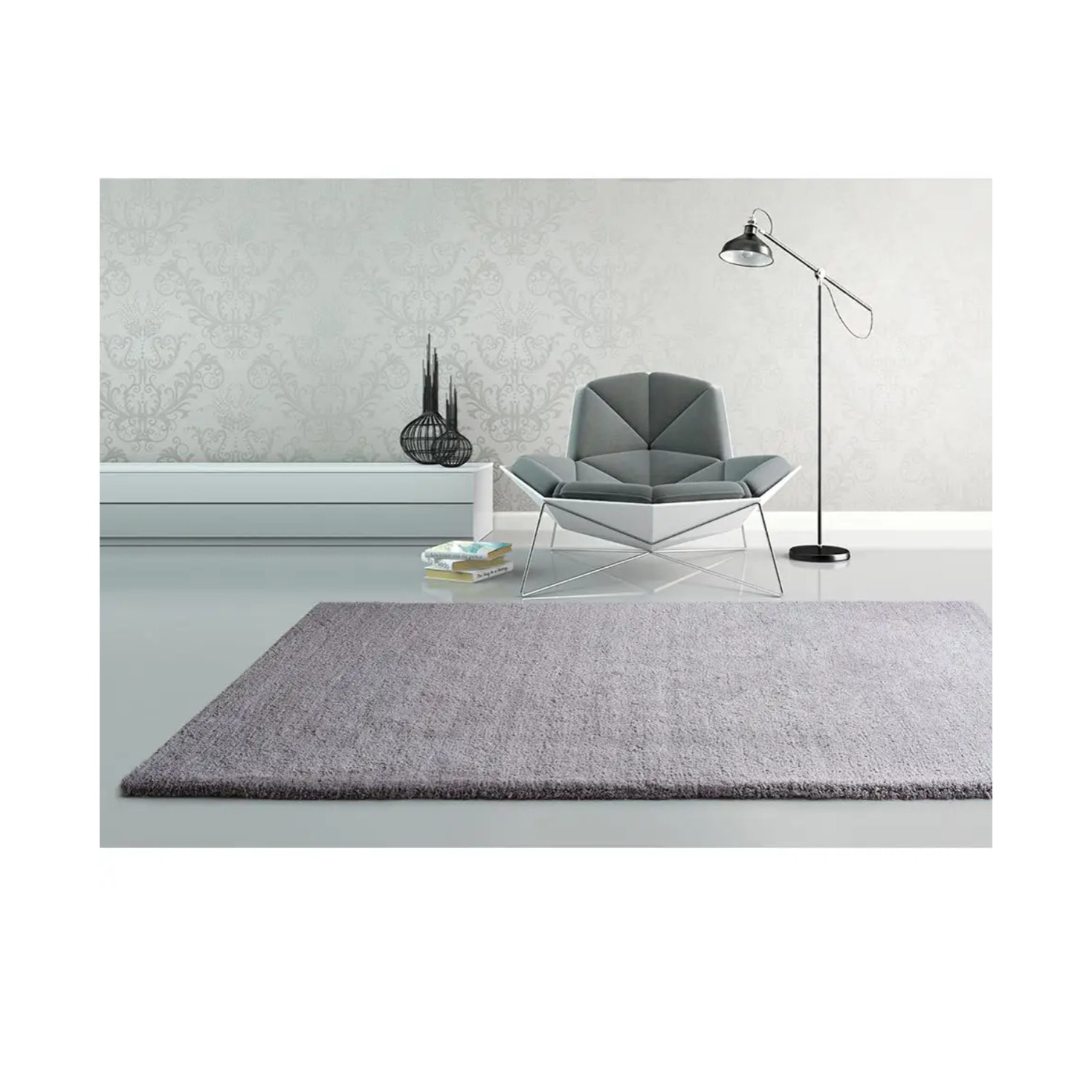 SHANGHAI Alfombra shaggy lisa gris claro, varias medidas disponibles.