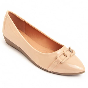 Bailarina De Cuña - Beige - Altura: 3 Cm