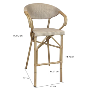 Lot de 2 fauteuils de bar en textilène beige AMALFI