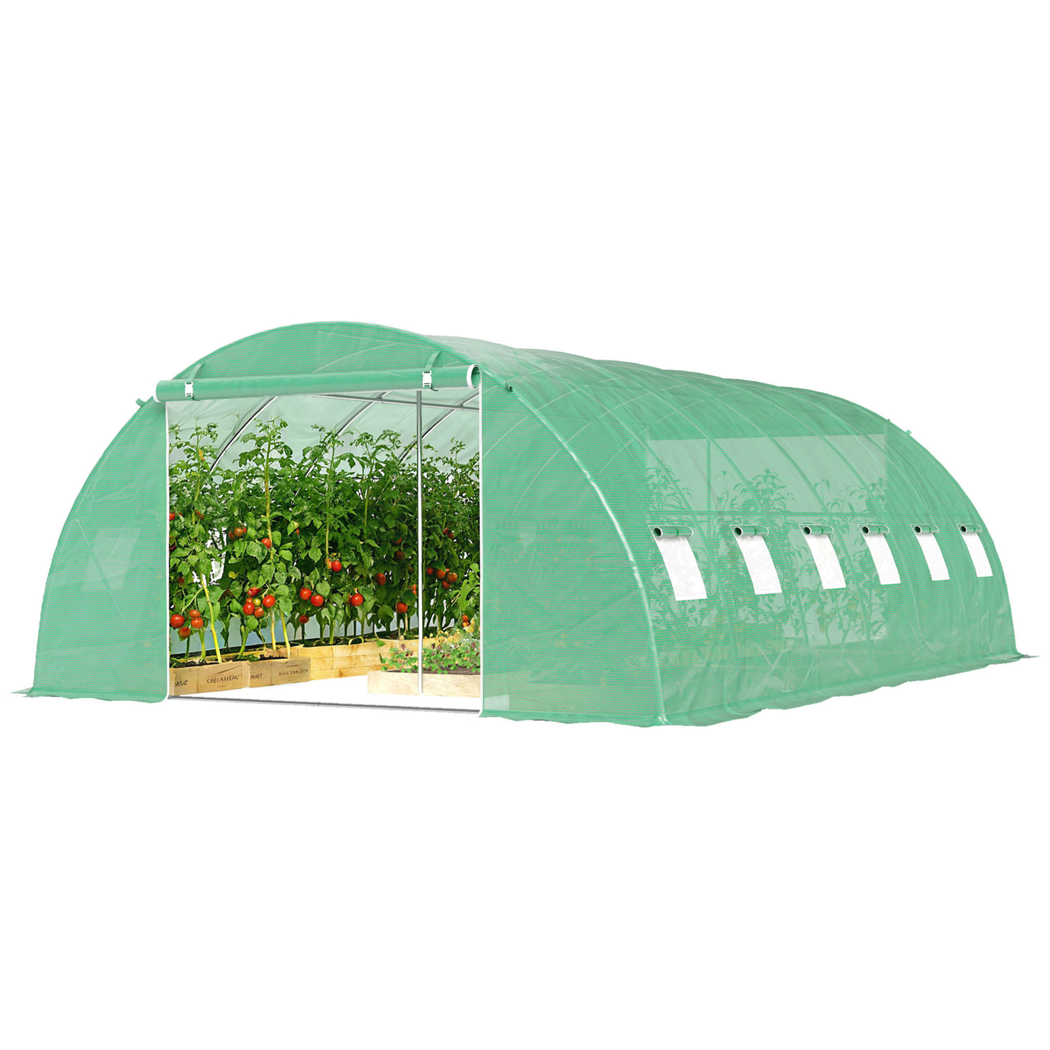 Serre tunnel de jardin acier galvanisé Ø25mm bâche PE vert