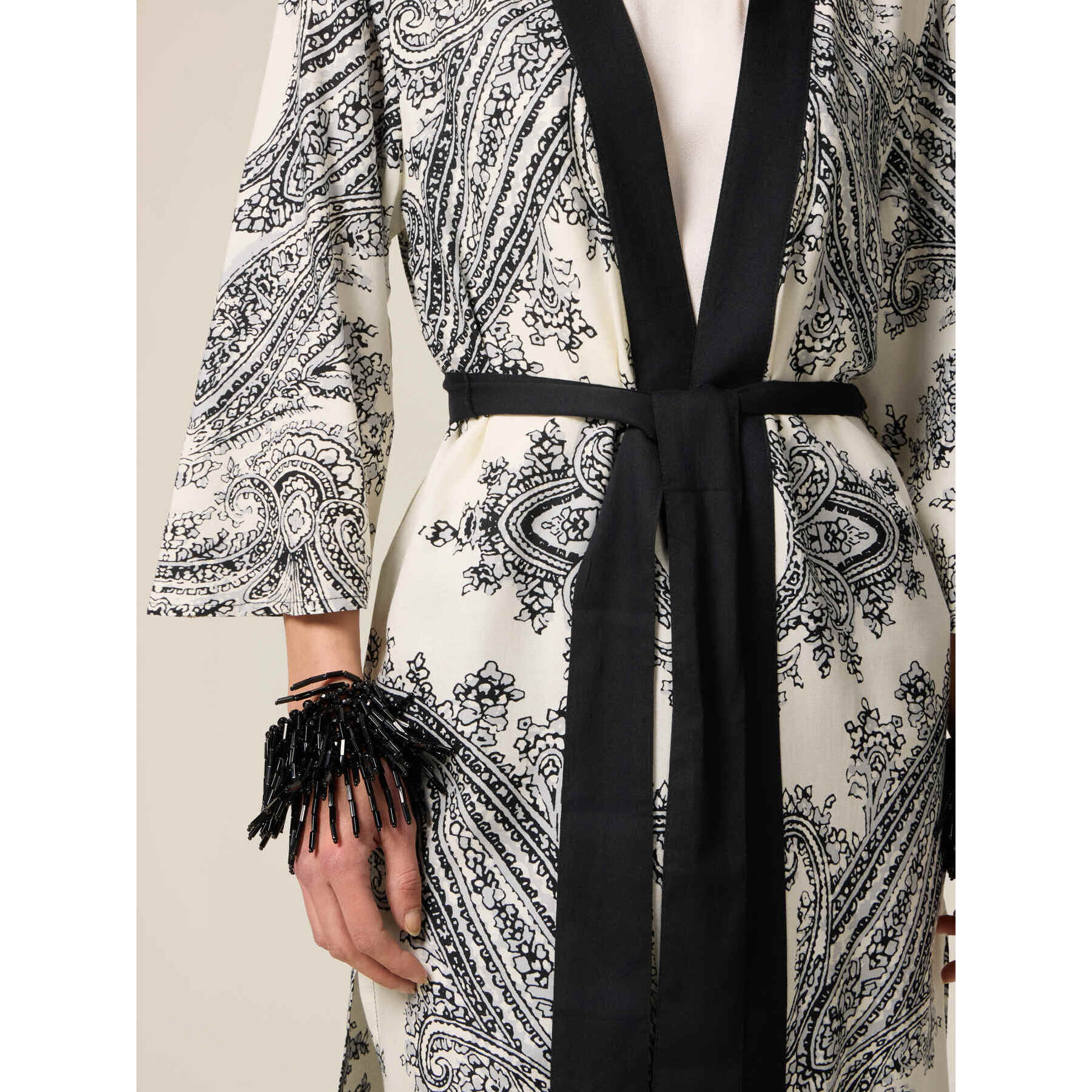Oltre - Kimono de viscosa estampado - Negro