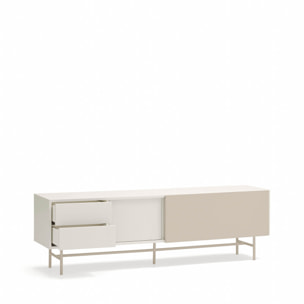 Mueble de televisión Nube 2 cajones, 1 puerta y 1 puerta corredera crema y arena
