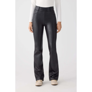 TERMICO Pantaloni effetto pelle a zampa push-up