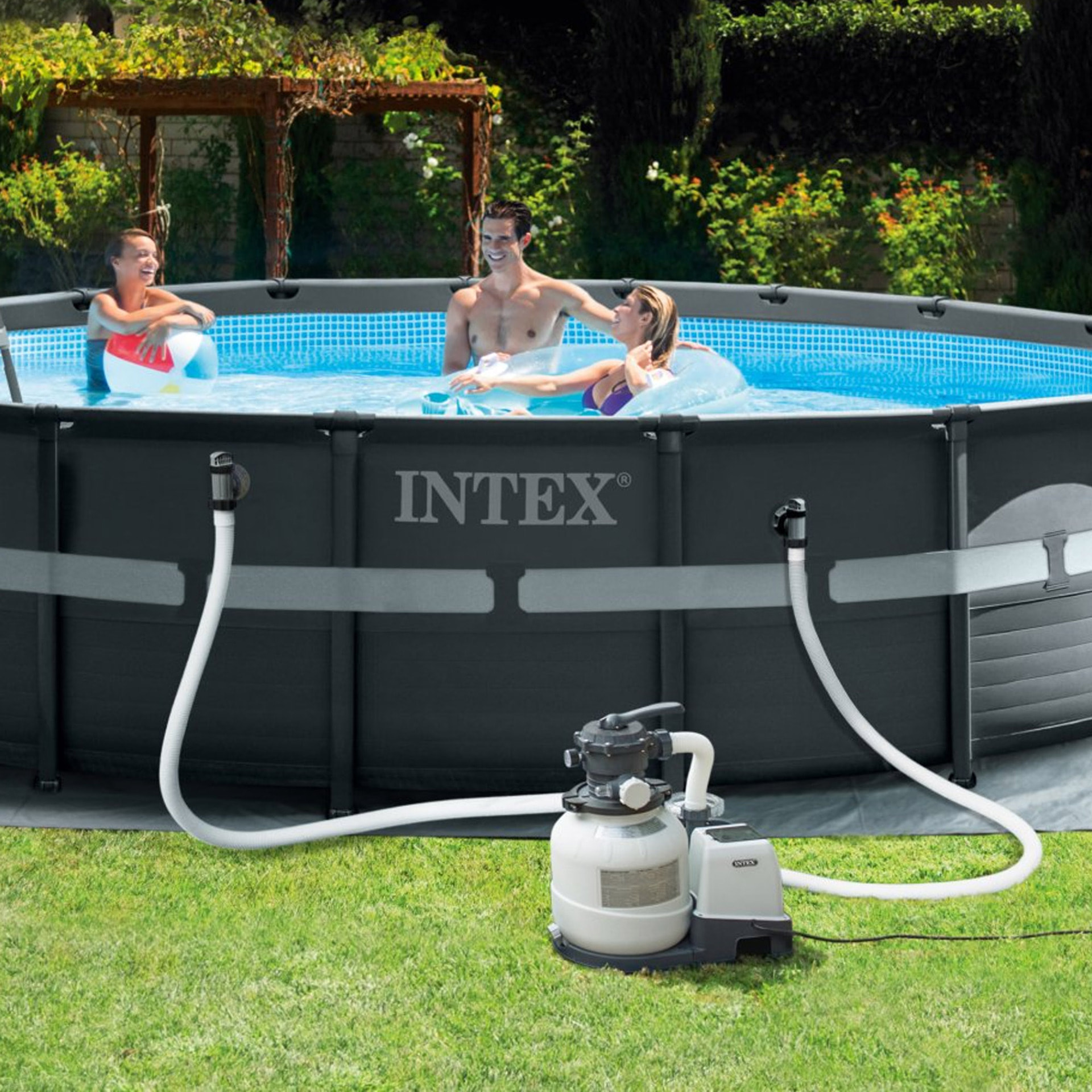 Intex Piscina Ultra XTR Frame rotonda con Pompa Filtro, Scaletta e Teli, 549x132 cm