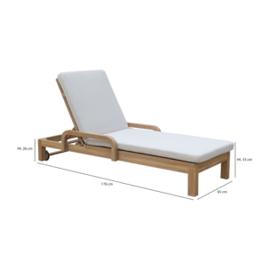 Lot de 2 chaises longues en bois d'acacia et matelas écru SAONA