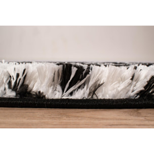 Oslo - tapis de salon moderne à poils longs linéaires noir
