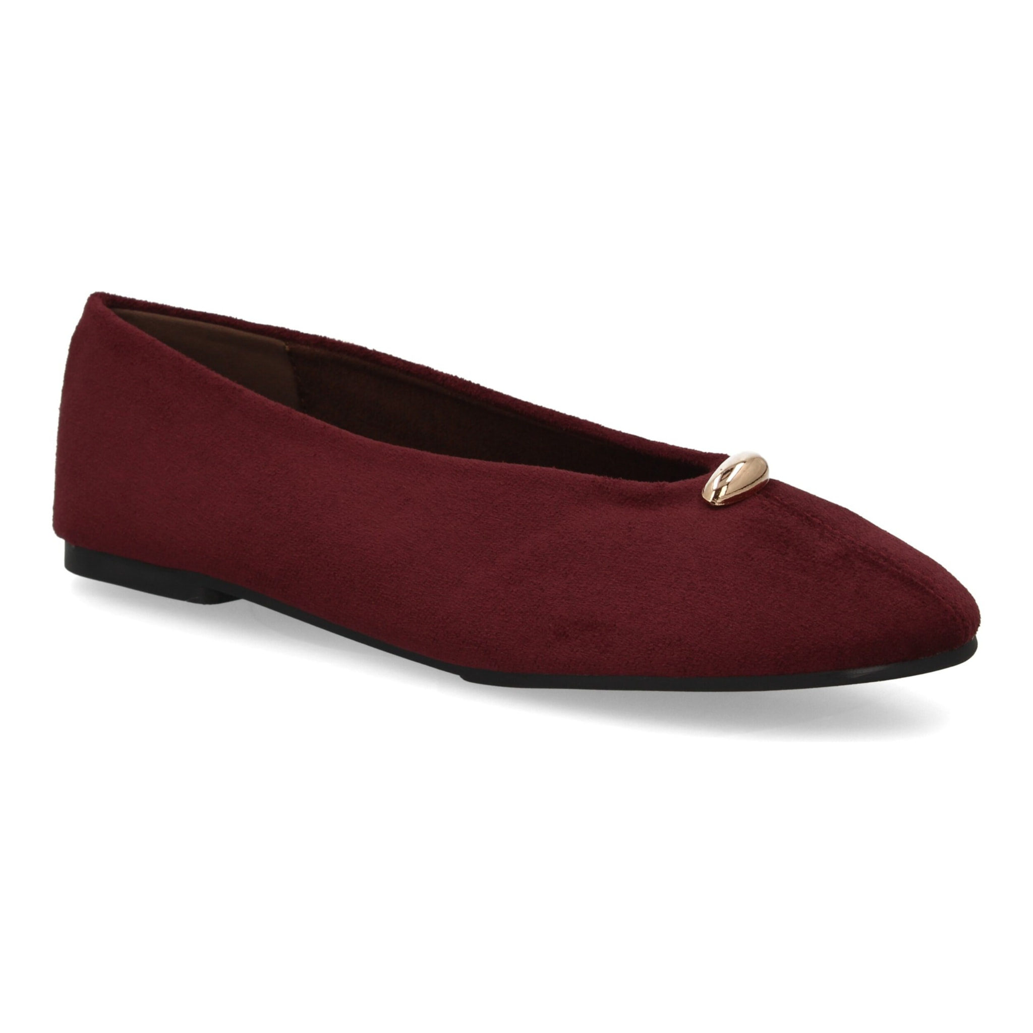 Bailarinas Mujer Efecto Ante con Adorno Dorado. Zapatos Planos Elegantes