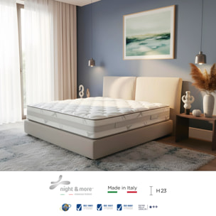 "Dalia" H23 cm 160x200 2 guanciali Memory OMAGGIO sfoderabile in schiuma poliuretanica ad alta densità e Memory Foam con cristalli di gel